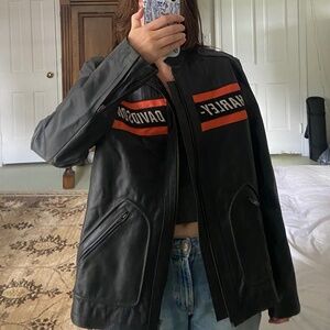 Vintage leather Harley Davidson biker jacket